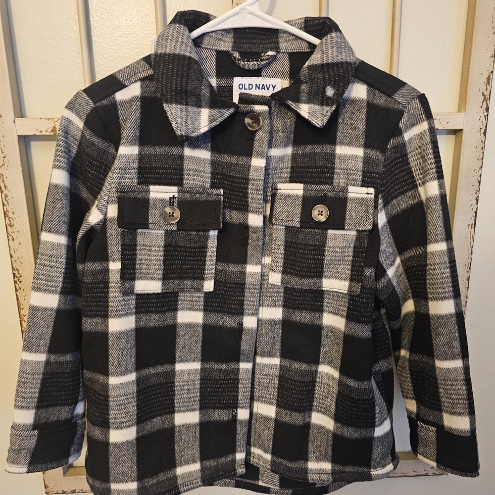 Old Navy Kids Black and White Plaid Jacket